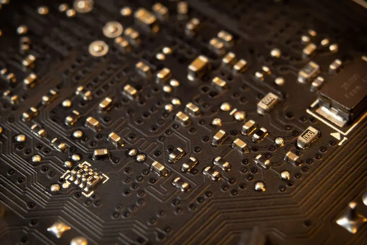 Electronic components on a circuit board